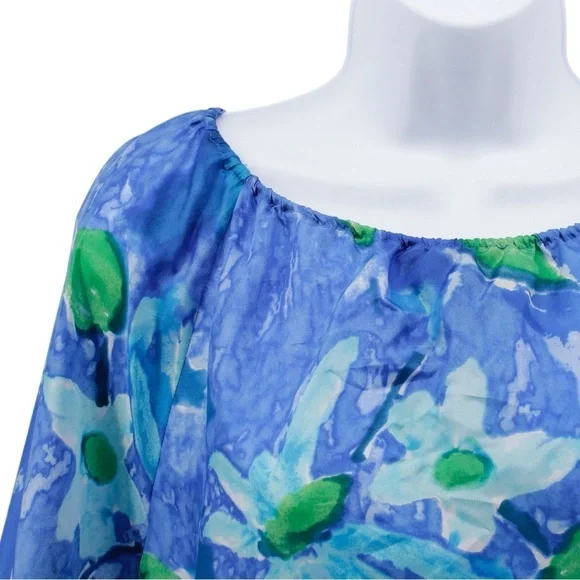 Lauren‎ Ralph Lauren 100% Silk Floral Hawaiian Resort Luau Blouse Size XL - Picture 3 of 8